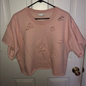 Distressed t shirt cropped